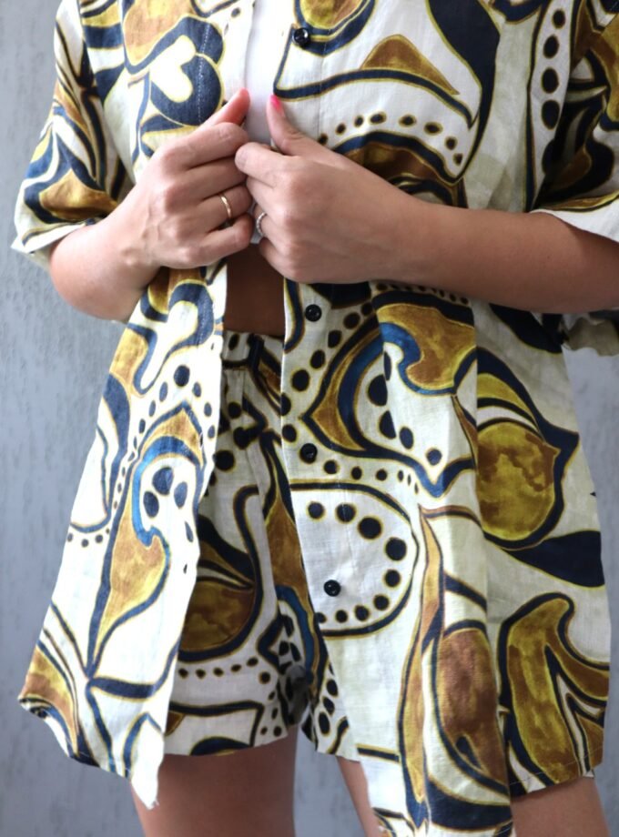 Gaia Keten Desenli Gömlek