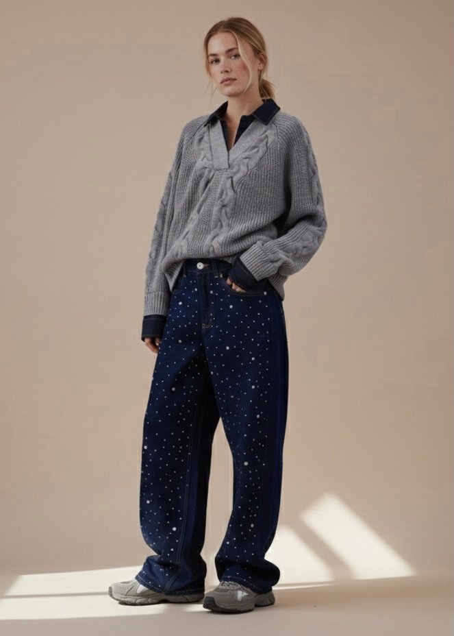 Asta Taşlı Denim Pantolon - Görsel 2